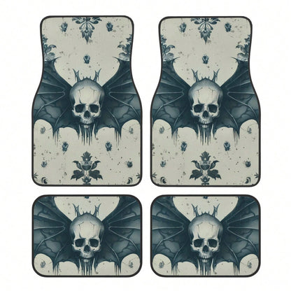 Gothic Skull Bones Removable 4-Piece Set Of Car Floor Mats,Suitable For Carpets Of Various Vehicle Models,Auto Accessories For Truck Sedan