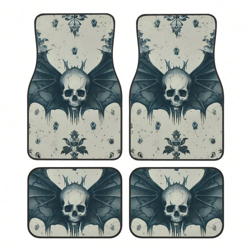 Gothic Skull Bones Removable 4-Piece Set Of Car Floor Mats,Suitable For Carpets Of Various Vehicle Models,Auto Accessories For Truck Sedan