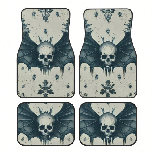 Gothic Skull Bones Removable 4-Piece Set Of Car Floor Mats,Suitable For Carpets Of Various Vehicle Models,Auto Accessories For Truck Sedan