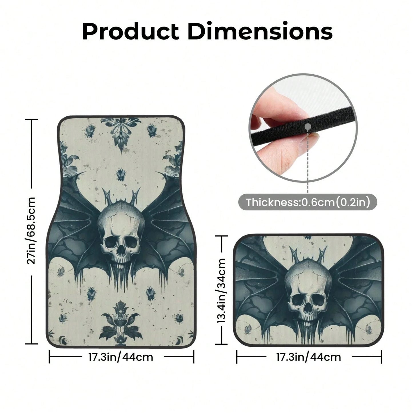 Gothic Skull Bones Removable 4-Piece Set Of Car Floor Mats,Suitable For Carpets Of Various Vehicle Models,Auto Accessories For Truck Sedan
