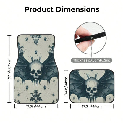 Gothic Skull Bones Removable 4-Piece Set Of Car Floor Mats,Suitable For Carpets Of Various Vehicle Models,Auto Accessories For Truck Sedan