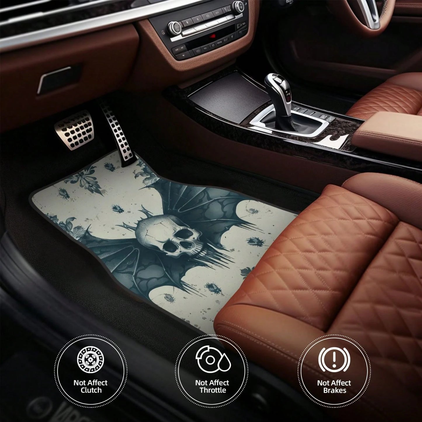 Gothic Skull Bones Removable 4-Piece Set Of Car Floor Mats,Suitable For Carpets Of Various Vehicle Models,Auto Accessories For Truck Sedan
