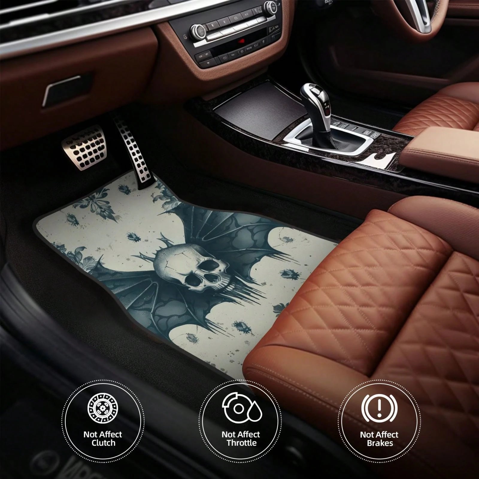 Gothic Skull Bones Removable 4-Piece Set Of Car Floor Mats,Suitable For Carpets Of Various Vehicle Models,Auto Accessories For Truck Sedan