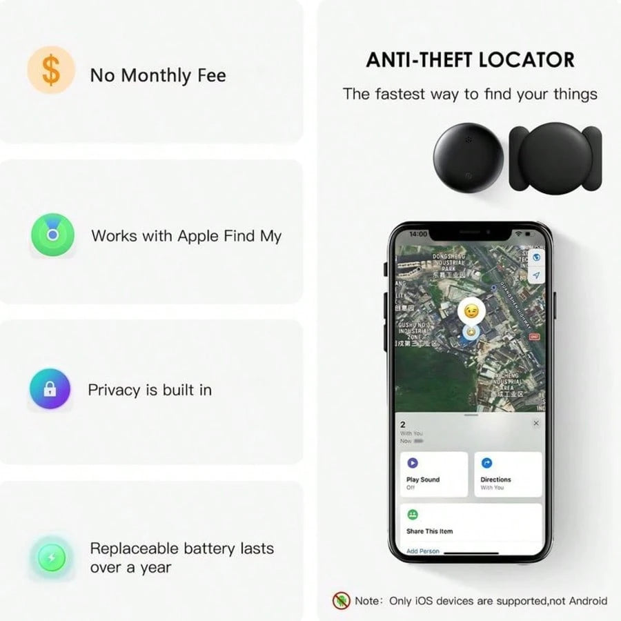 GPS Tracker For Car,Anti-Lost,Device,Smart,Mini Trackers Device Monthly Fee-Best Hidden GPs Trackers,Anti-Lost Device,Works With Vehicles,Undetectable GPS Tracke For Car,For IPhone, Airtag Pet, Dog, B