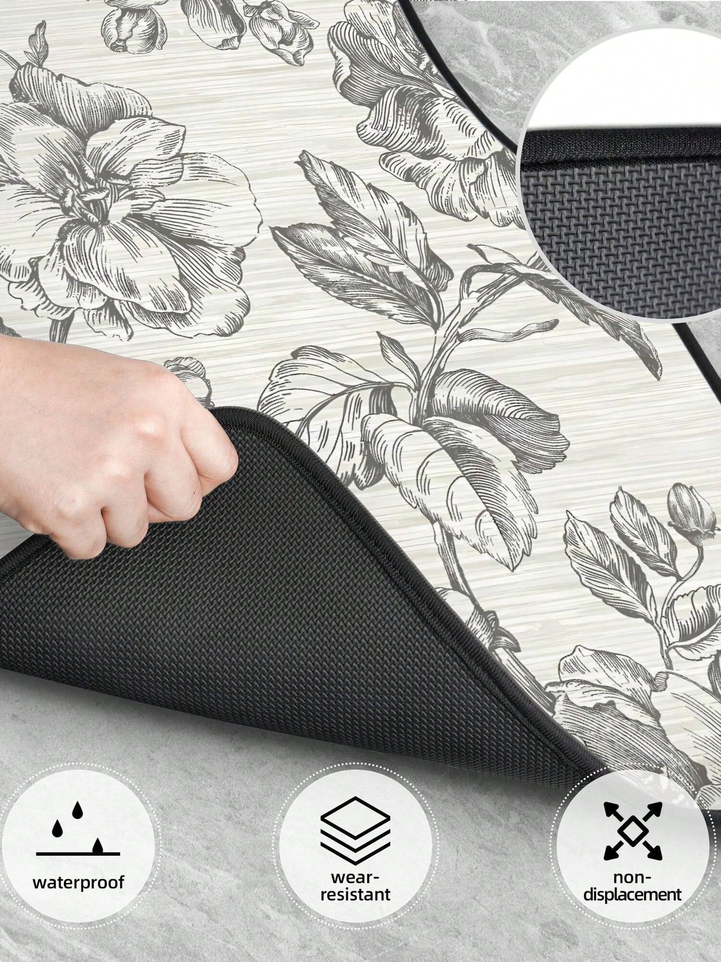 Gray Flower Girl Charcoal 4-Piece Custom Printed All-Weather Floor Mats- Universal Fit For Suv, Truck, Van| Easy Clean