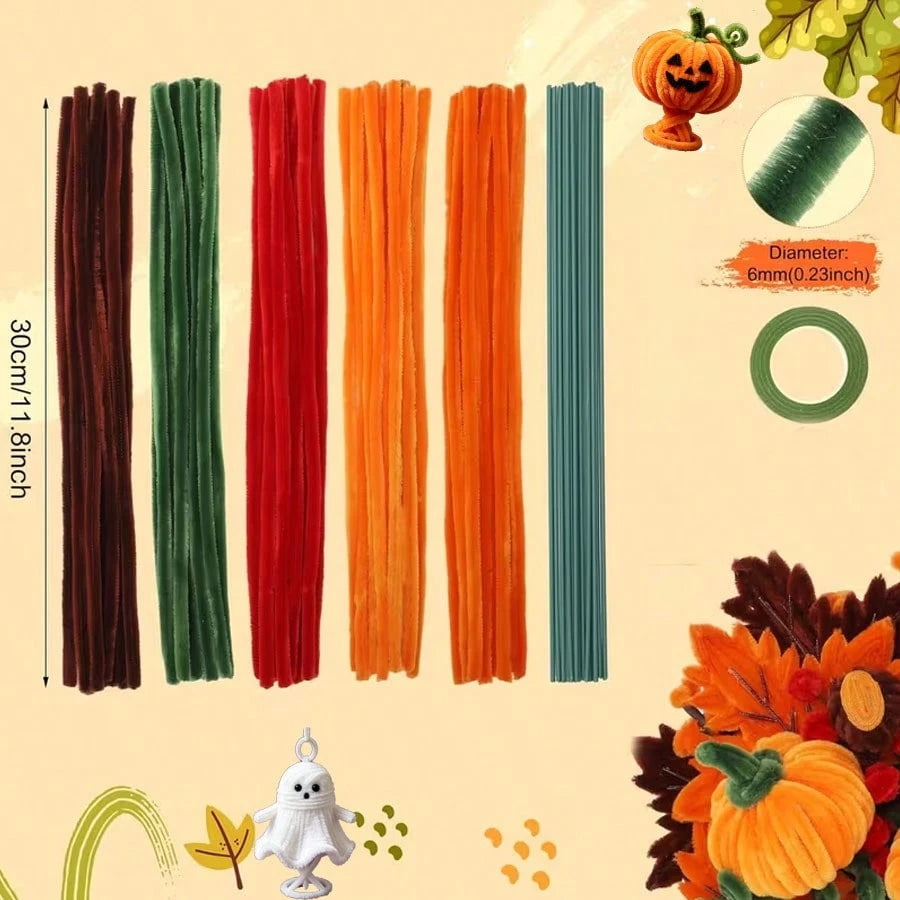 Halloween DIY Pumpkin Bouquet Set, Chenille Stem Handmade Kit With Pumpkin Accessories, Suitable For Children And Adults Autumn Decoration Supplies, Creative Handmade Project, Halloween Party Home Dec