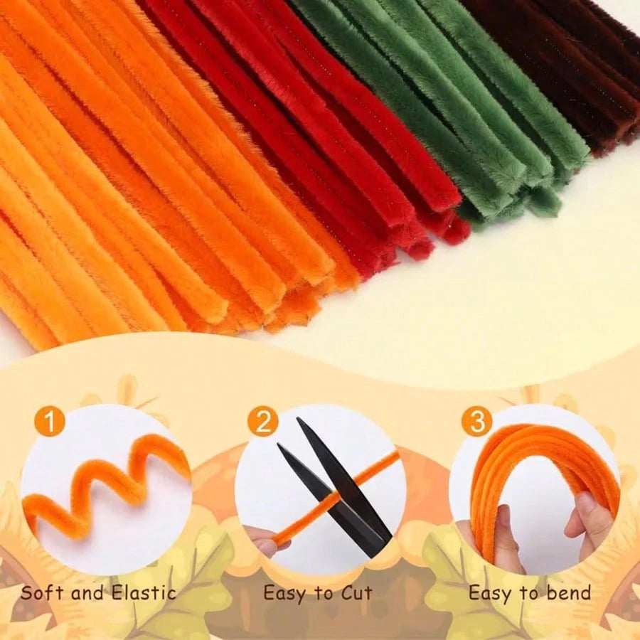 Halloween DIY Pumpkin Bouquet Set, Chenille Stem Handmade Kit With Pumpkin Accessories, Suitable For Children And Adults Autumn Decoration Supplies, Creative Handmade Project, Halloween Party Home Dec