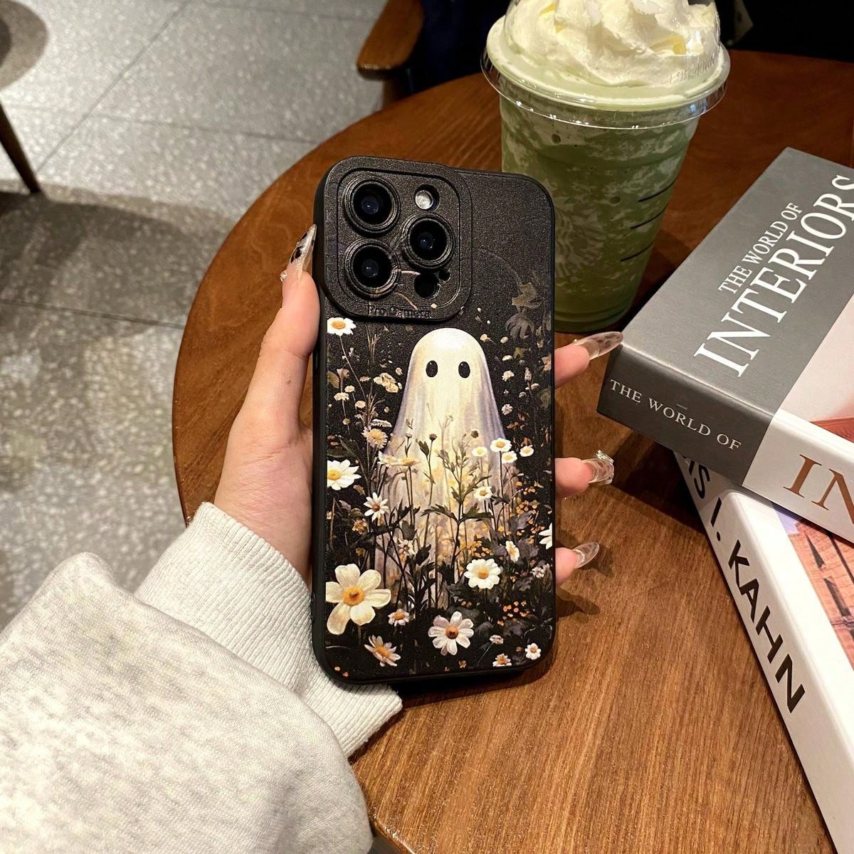 Halloween Gift J-Ghost Series Flowers And Ghosts Spectral Cuteeye- Catchingphone Accessories For Iphone 16 15 14 13 12 11 Pro Max Plus Protective,Suitable For IPhone17 Air