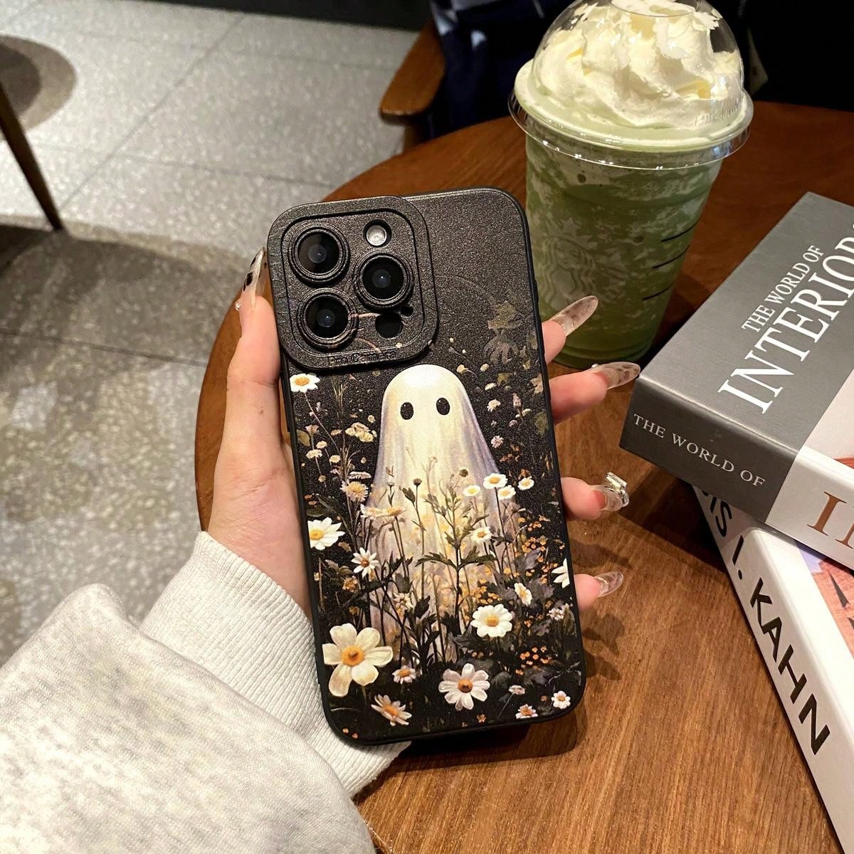 Halloween Gift J-Ghost Series Flowers And Ghosts Spectral Cuteeye- Catchingphone Accessories For Iphone 16 15 14 13 12 11 Pro Max Plus Protective,Suitable For IPhone17 Air