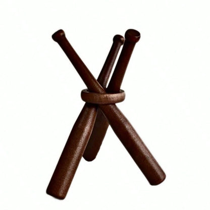 Handcrafted Mini Wooden Sticks With Interlocking Rings: Unique Baseball-Themed Decor Ornaments