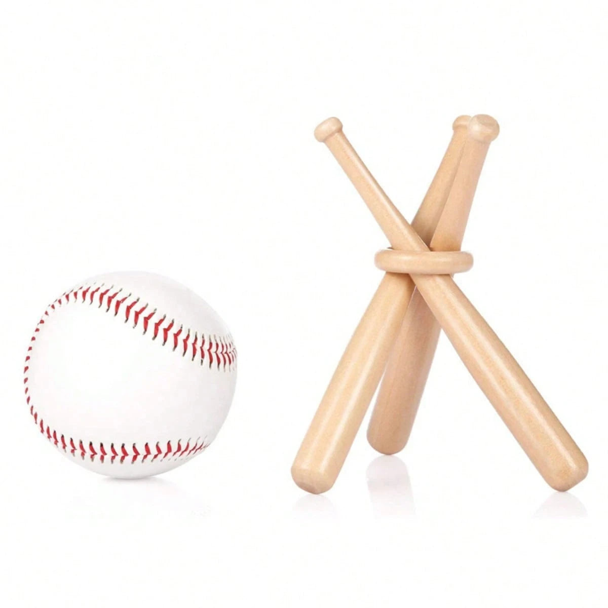 Handcrafted Mini Wooden Sticks With Interlocking Rings: Unique Baseball-Themed Decor Ornaments