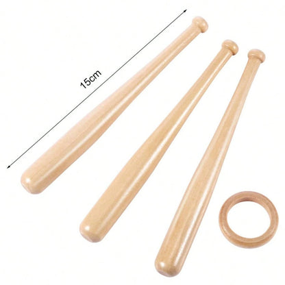 Handcrafted Mini Wooden Sticks With Interlocking Rings: Unique Baseball-Themed Decor Ornaments
