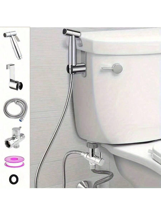 Handheld Bidet Sprayer With Hose, Stainless Steel Toilet Sprayer, Handheld Bidet Sprayer With Hose For Feminine Hygiene And Shower Head, Wall-Mounted Or Toilet-Attached