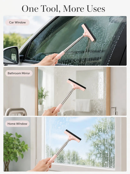 Handheld Telescopic Car Brush, Portable Rearview Mirror Squeegee, Car Glass Cleaner, Rain & Frost Remover, Double-Sided Scraper With Soft Blade To Protect Glass, Adjustable Length For Windshield, Side