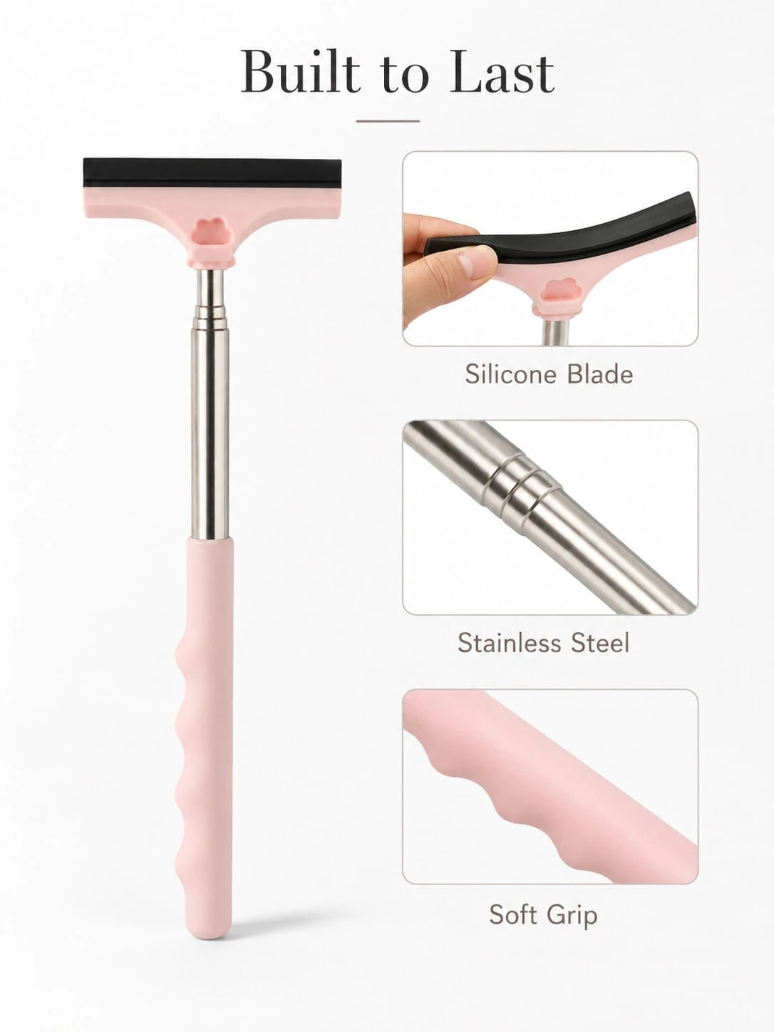 Handheld Telescopic Car Brush, Portable Rearview Mirror Squeegee, Car Glass Cleaner, Rain & Frost Remover, Double-Sided Scraper With Soft Blade To Protect Glass, Adjustable Length For Windshield, Side