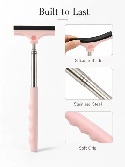 Handheld Telescopic Car Brush, Portable Rearview Mirror Squeegee, Car Glass Cleaner, Rain & Frost Remover, Double-Sided Scraper With Soft Blade To Protect Glass, Adjustable Length For Windshield, Side