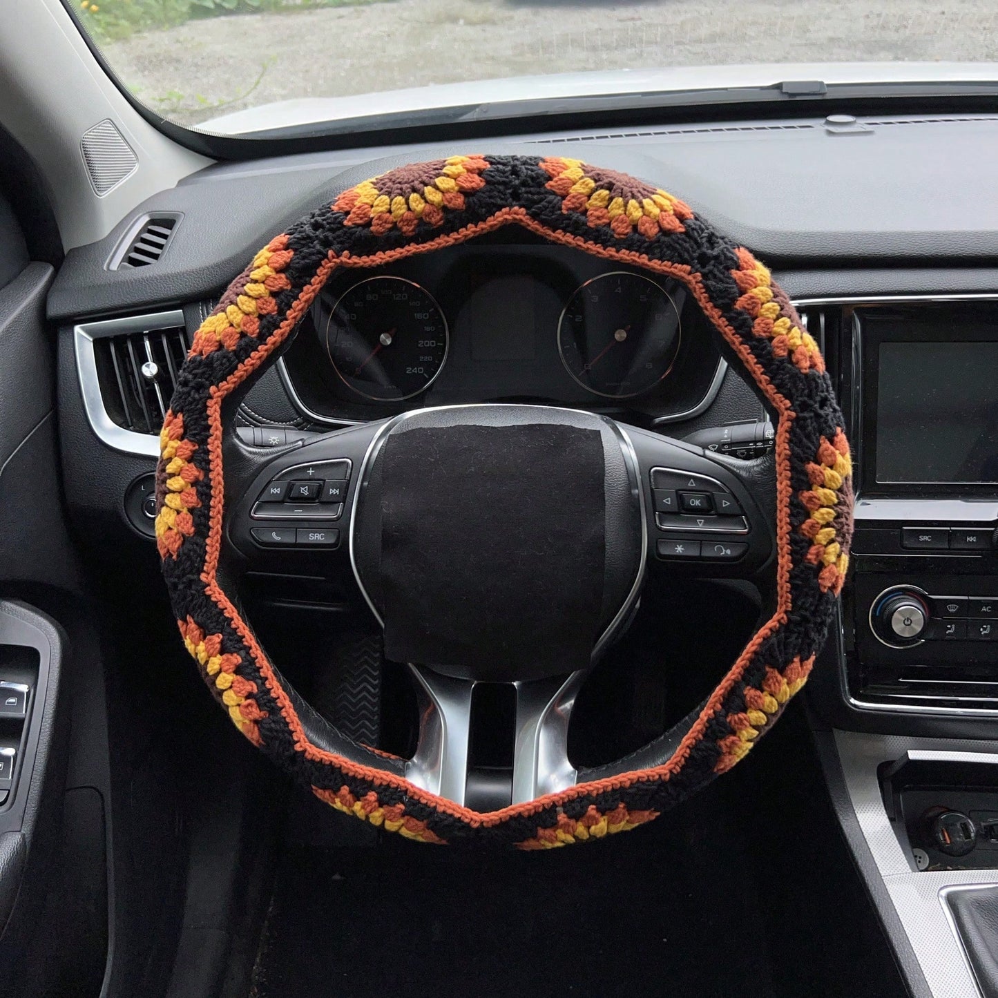 Handmade Crochet Vintage Sunflower Steering Wheel Covers Universal 14-15 Inch For Women And Men