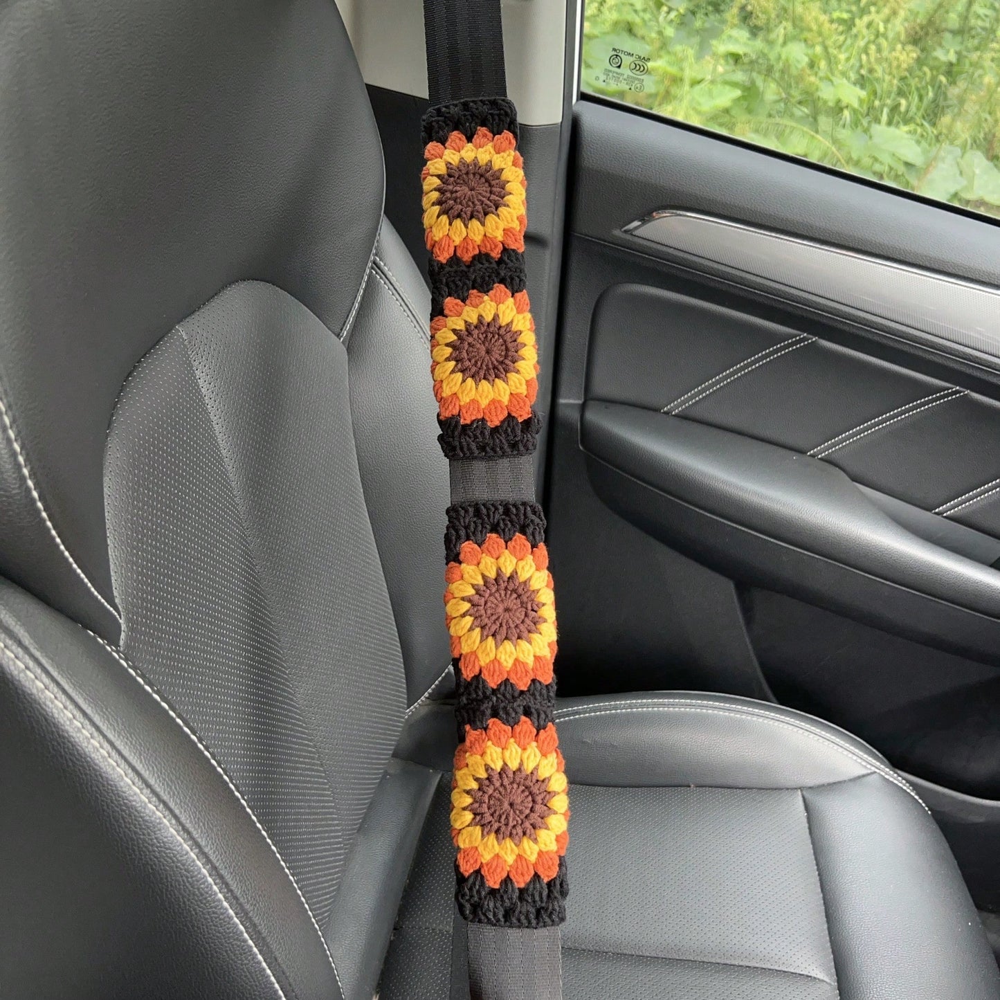 Handmade Crochet Vintage Sunflower Steering Wheel Covers Universal 14-15 Inch For Women And Men