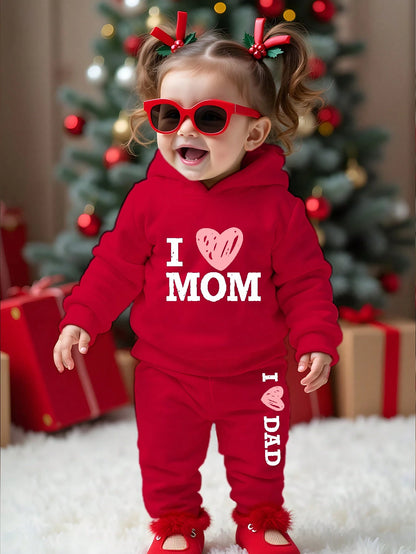 Happikins Baby Girl Knitted Soft Hooded Casual Loose Long Sleeve Thick Sweatshirt And Pants Set, Suitable For Autumn And Winter