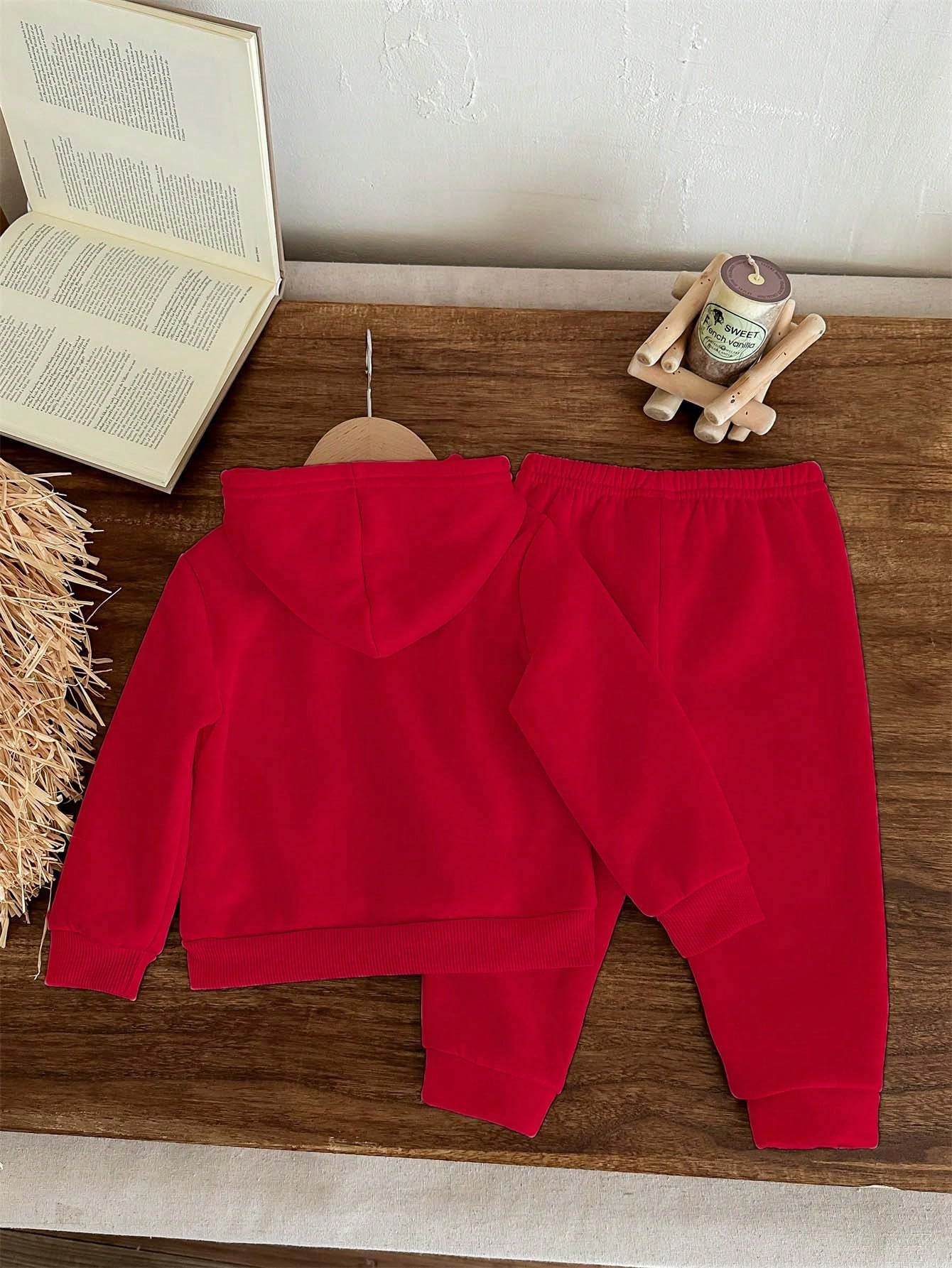 Happikins Baby Girl Knitted Soft Hooded Casual Loose Long Sleeve Thick Sweatshirt And Pants Set, Suitable For Autumn And Winter
