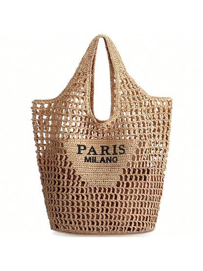 Hatisan Straw Beach Bag For Women Summer Woven Beach Tote Bag Shoulder Handbags Boho Bag