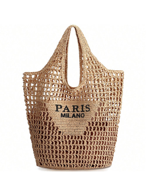 Hatisan Straw Beach Bag For Women Summer Woven Beach Tote Bag Shoulder Handbags Boho Bag