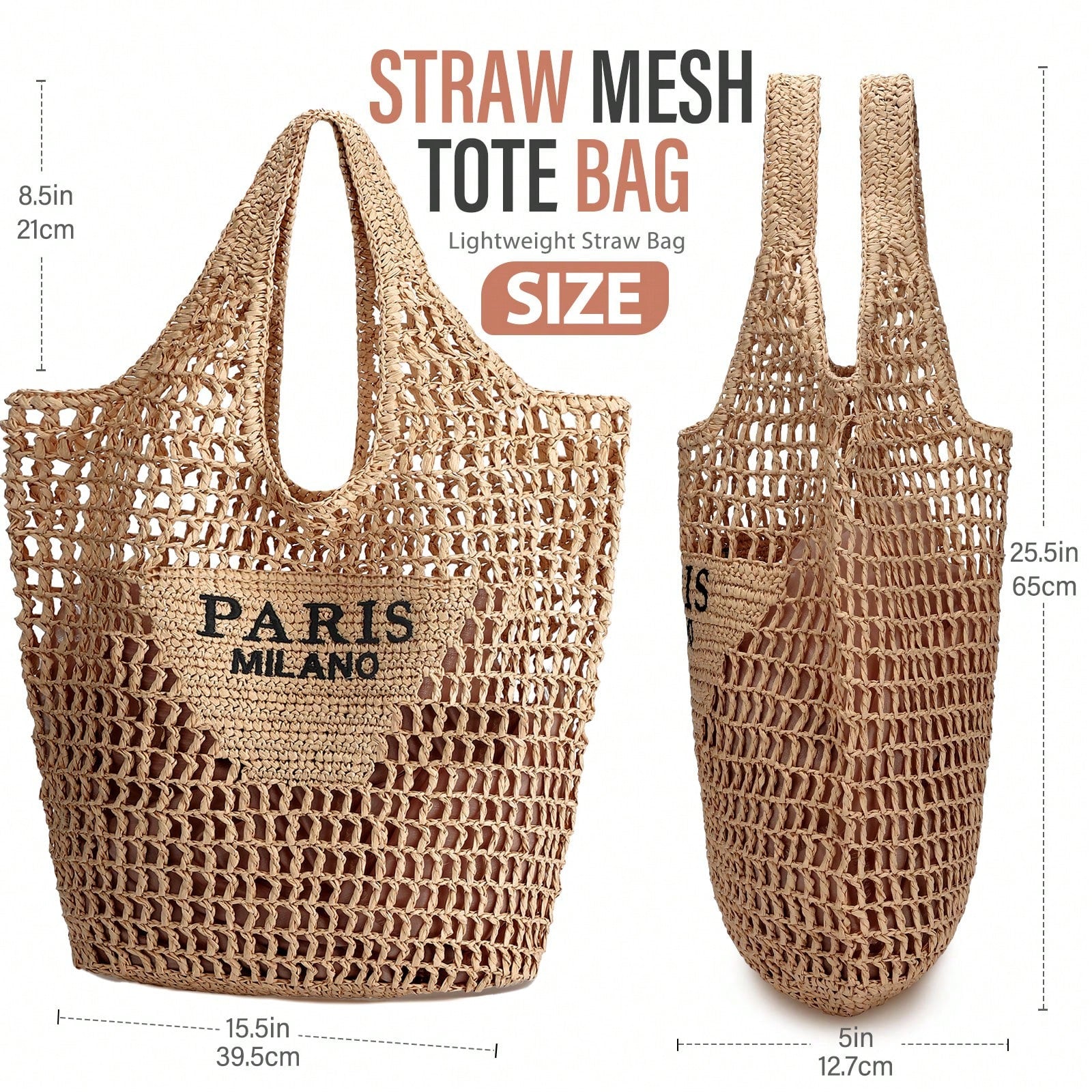 Hatisan Straw Beach Bag For Women Summer Woven Beach Tote Bag Shoulder Handbags Boho Bag