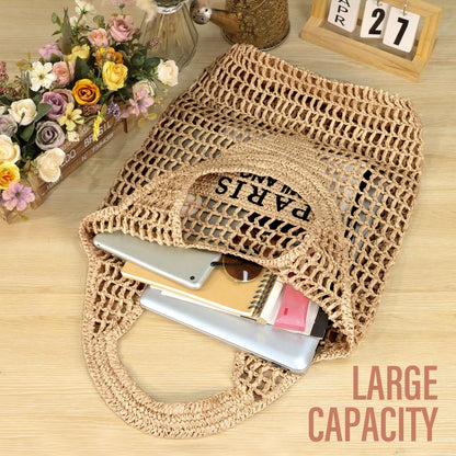 Hatisan Straw Beach Bag For Women Summer Woven Beach Tote Bag Shoulder Handbags Boho Bag