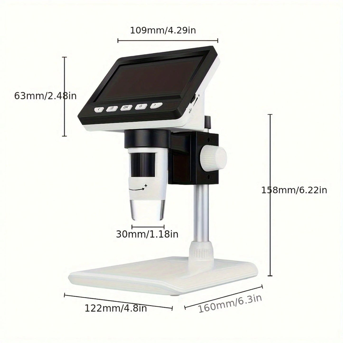 HD Digital Microscope With 8 LED, 1080P 1000X Magnification, 4.3" IPS Screen, 5H Battery Life, 2MP Imaging, USB & PC Compatible For Personal Computer, Biological & Electron Microscopy