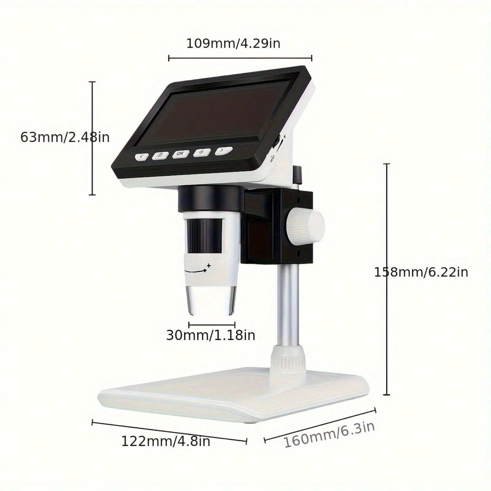 HD Digital Microscope With 8 LED, 1080P 1000X Magnification, 4.3" IPS Screen, 5H Battery Life, 2MP Imaging, USB & PC Compatible For Personal Computer, Biological & Electron Microscopy