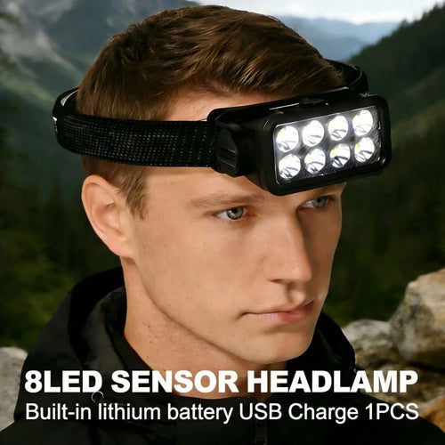 Headlamp Rechargeable Strong Light Medium Light Weak Light Flash SOS Type C Charging Port Built In 400mAh 800mAh Battery Waterproof Dustproof Lightweight Comfortable Construction Work Auto Repair Emer