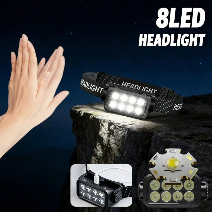 Headlamp Rechargeable Strong Light Medium Light Weak Light Flash SOS Type C Charging Port Built In 400mAh 800mAh Battery Waterproof Dustproof Lightweight Comfortable Construction Work Auto Repair Emer