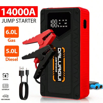 Heavy Duty 12000A Car Starter Power Pack, Portable 12V Jump Starter With LED Flashlight And Smart Safety Jumper Cables For Gas And Engines, Ideal For Sedans SUVs Pickup Trucks And Motorcycles, Christ