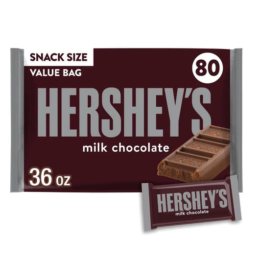 HERSHEY'S Milk Chocolate Bars Snack Size 80 Pieces – Mini Classic Creamy Chocolate Treats