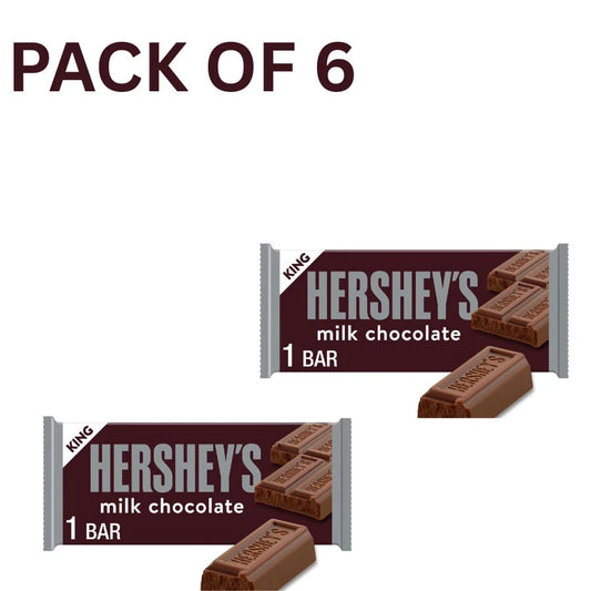 HERSHEY'S Milk Chocolate King Size Candy Bar, 2.6 Oz (6 Pack)