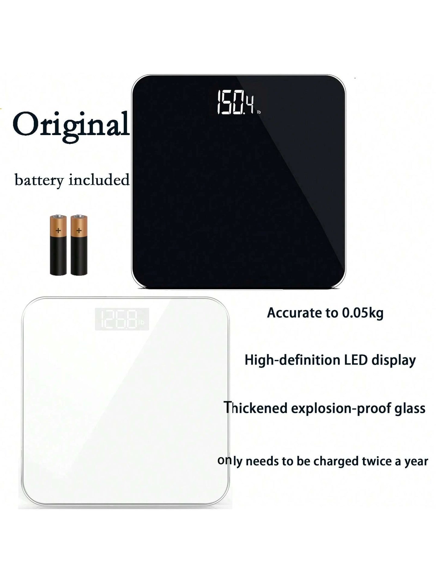 Hidden Screen Weight Scale, Human Digital Bathroom Scale, Accurate To 0.05 Lbs, Bright LED Display And Clear Large Numbers, Upgraded Quality, Safety For Elderly Home Use, 400 Lbs/180 Kg