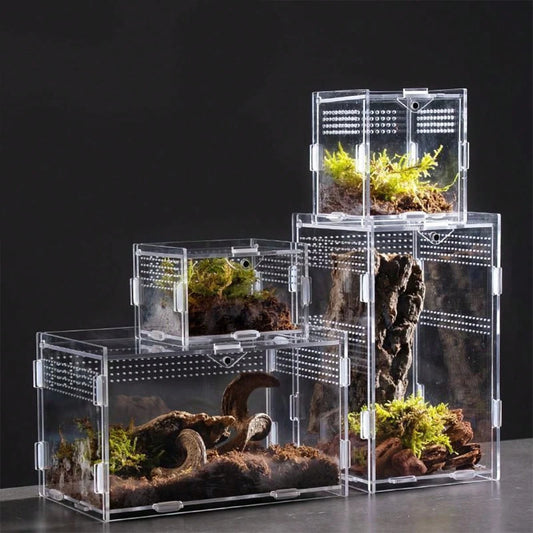 High Transparency Leak-Proof Acrylic Terrarium For Snakes And Lizards- Easy Clean, Breathable Design For Pet Care And Observation, Rectangle Shape