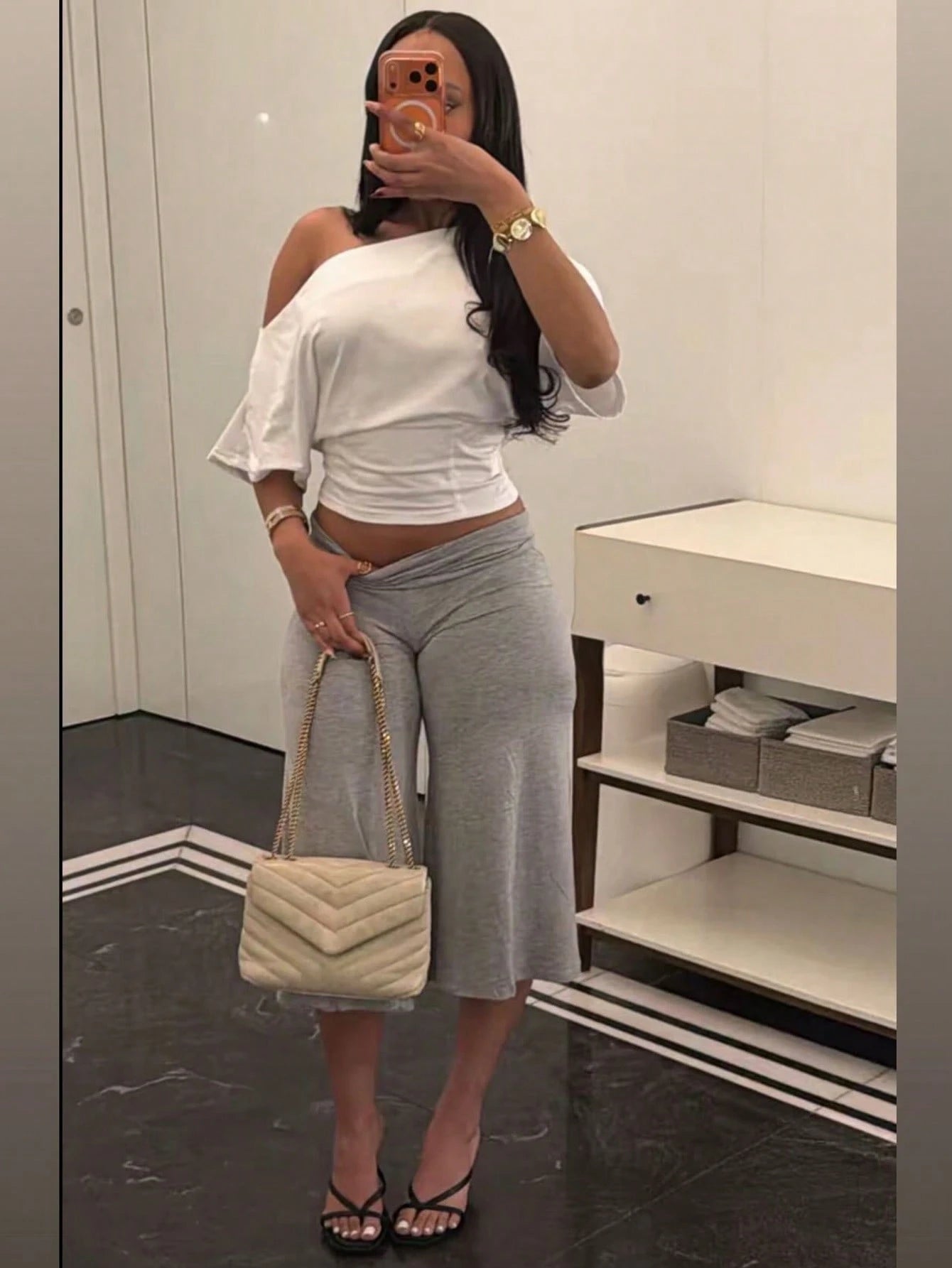 High Waist Wide Leg Cropped Pants, Women Low Rise Stretch Loose Wide Leg Sweatpants, Elegant Solid Slim Wide Leg Pants For Commute & Sports