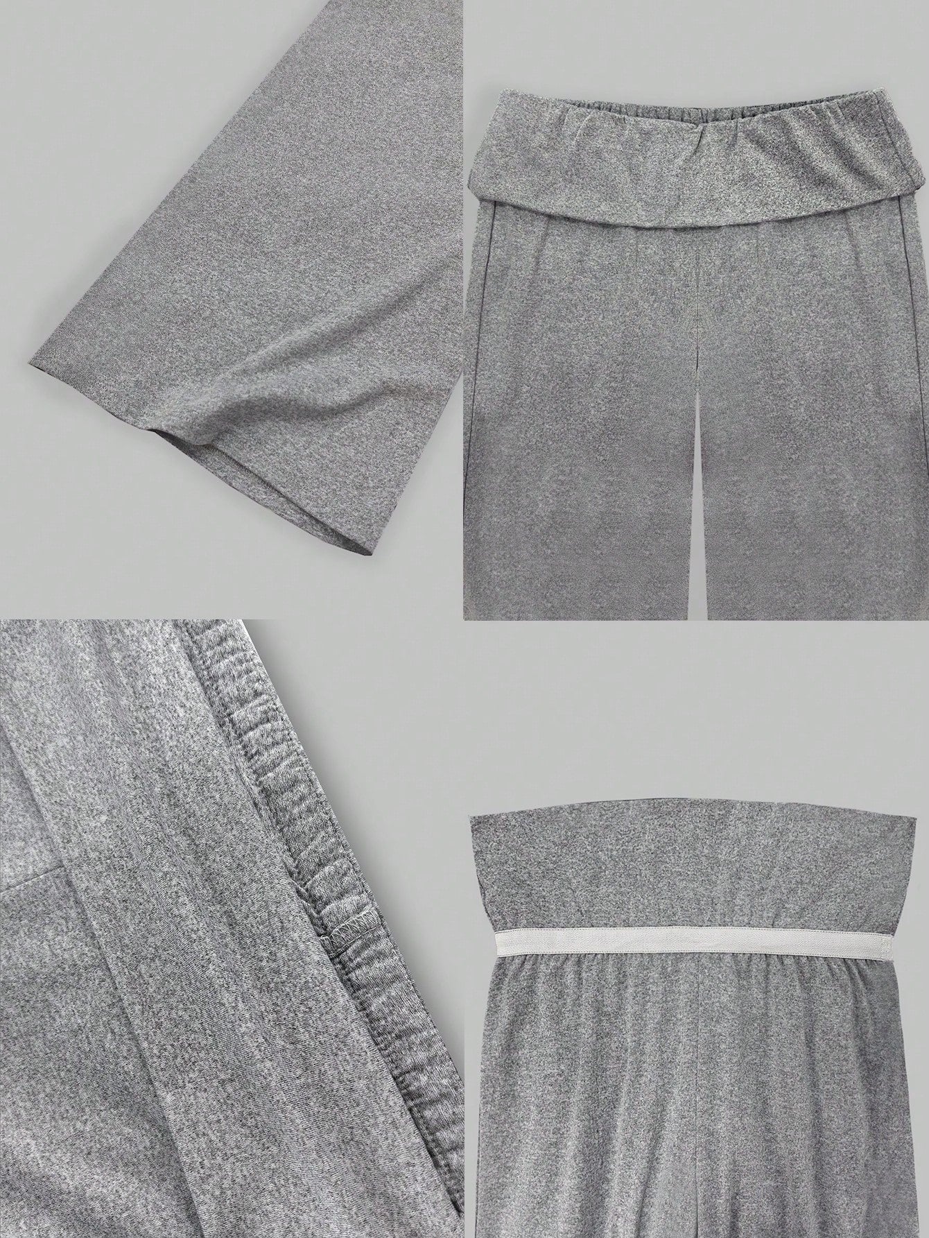 High Waist Wide Leg Cropped Pants, Women Low Rise Stretch Loose Wide Leg Sweatpants, Elegant Solid Slim Wide Leg Pants For Commute & Sports