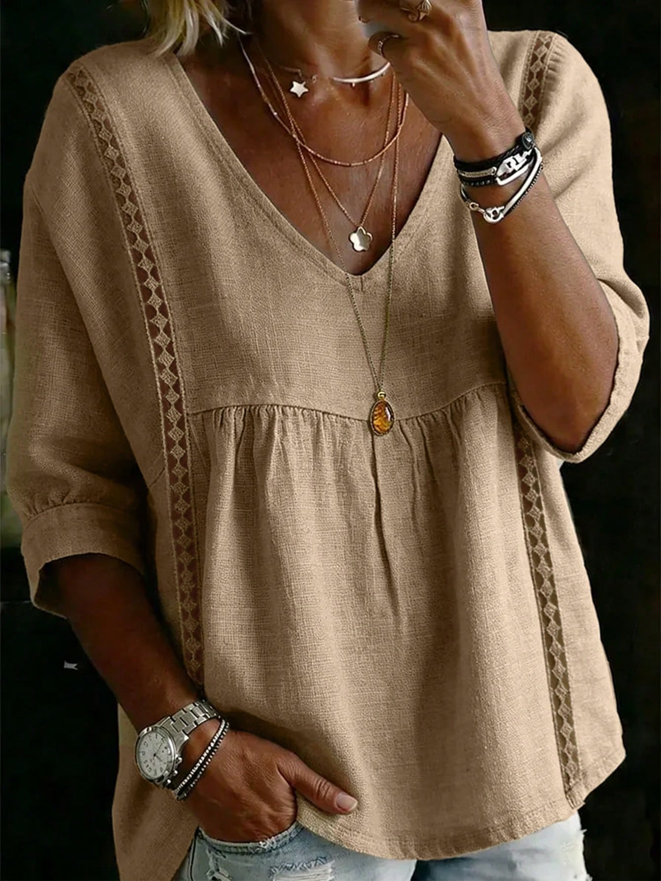 Holdful Holdful Women's Woven Casual Resort Summer Blouse