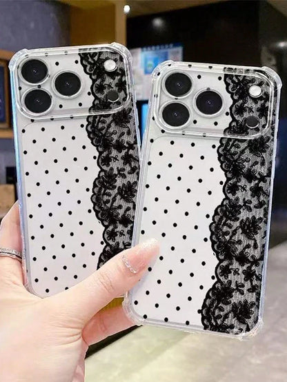 Hot-Selling INS Style Polka Dot Lace Shockproof TPU Phone Case Protective Cover Compatible With IPhone 11/12/13/14/15/16/17