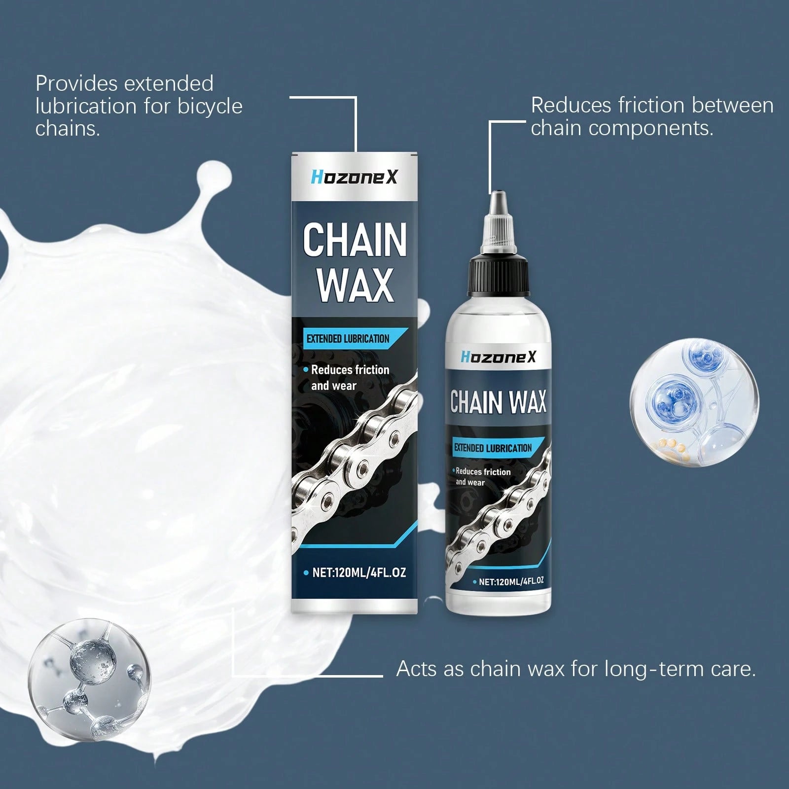 HOZONEX 120ml Bike Chain Lubricant- Long-Lasting Anti-Friction & Wear Reduction Formula For Mountain Bike, Road Bike, Bicycle Chain, Outdoor Cycling Daily Use,Gifts For Men And Women Suitable For Fat