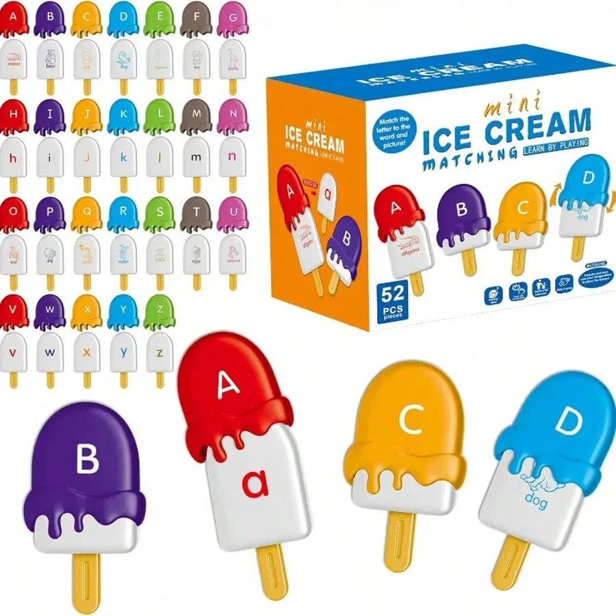 HUHUJIA Ice Cream Pre-School Learning Set- Counting, Color Classification, Stacking Toys| Letters And ABC Learning In Capital And Small Cases, The Ideal Gift For Children