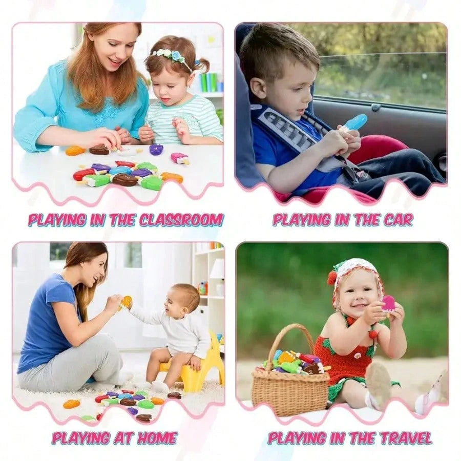 HUHUJIA Ice Cream Pre-School Learning Set- Counting, Color Classification, Stacking Toys| Letters And ABC Learning In Capital And Small Cases, The Ideal Gift For Children