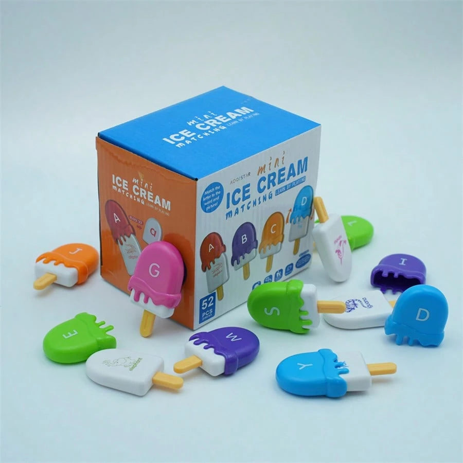 HUHUJIA Ice Cream Pre-School Learning Set- Counting, Color Classification, Stacking Toys| Letters And ABC Learning In Capital And Small Cases, The Ideal Gift For Children