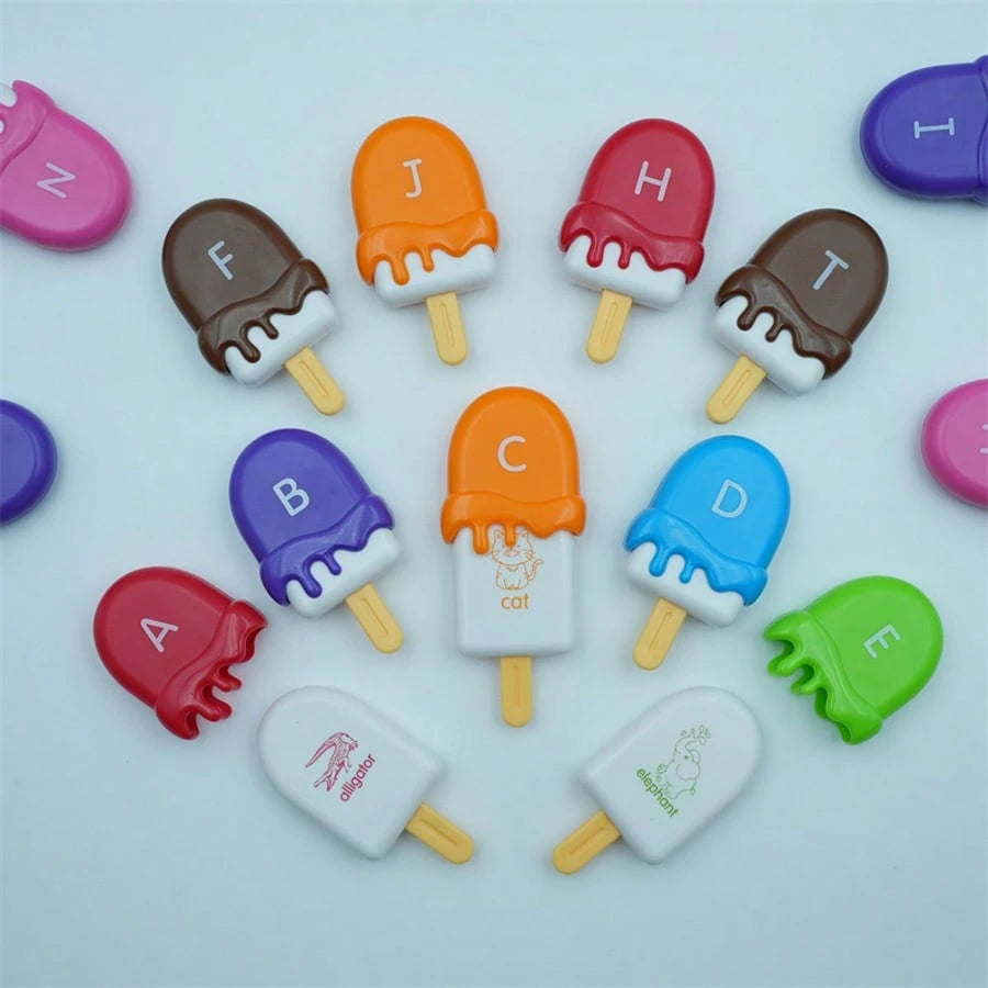 HUHUJIA Ice Cream Pre-School Learning Set- Counting, Color Classification, Stacking Toys| Letters And ABC Learning In Capital And Small Cases, The Ideal Gift For Children