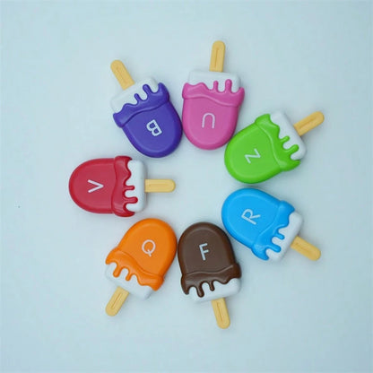 HUHUJIA Ice Cream Pre-School Learning Set- Counting, Color Classification, Stacking Toys| Letters And ABC Learning In Capital And Small Cases, The Ideal Gift For Children