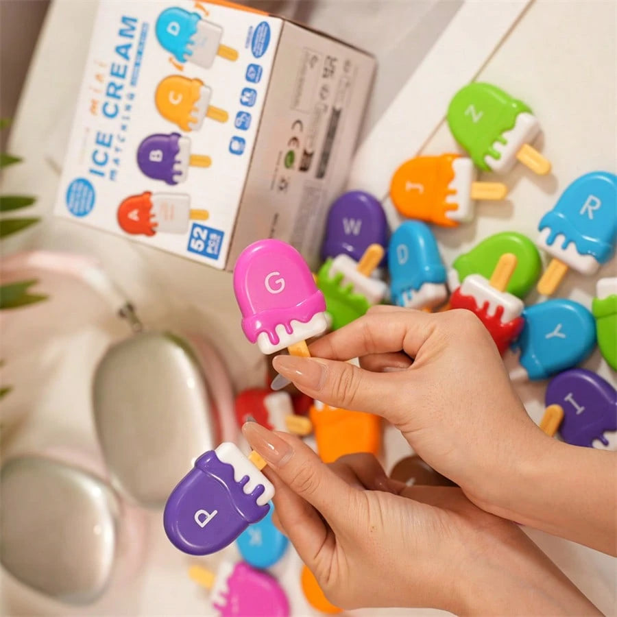 HUHUJIA Ice Cream Pre-School Learning Set- Counting, Color Classification, Stacking Toys| Letters And ABC Learning In Capital And Small Cases, The Ideal Gift For Children