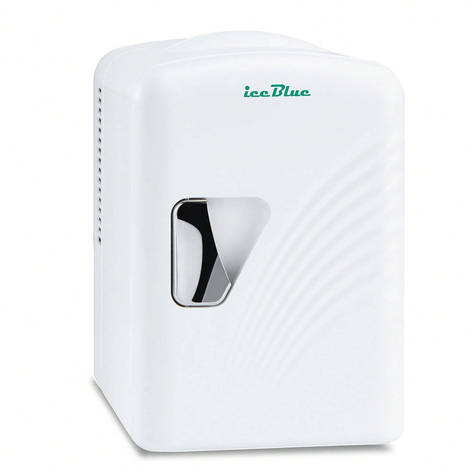 iceBlue 4L Deluxe Portable Mini Fridge- Skincare Fridge With Heating And Refrigeration Functions That Can Hold Up To Six 12-Ounce Cans, Available In Pink And White.