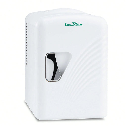iceBlue 4L Deluxe Portable Mini Fridge- Skincare Fridge With Heating And Refrigeration Functions That Can Hold Up To Six 12-Ounce Cans, Available In Pink And White.